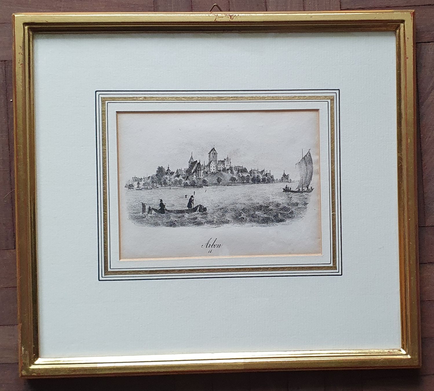 Grafica & Litografie: Bild - Lithographie von Arbon , im Goldrahmen – Usato da Kreuzlingen venduto da Rschweiz1