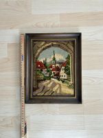 Wandbild Stickbild, gerahmtes Kreuzstichbild, Vintage Deko