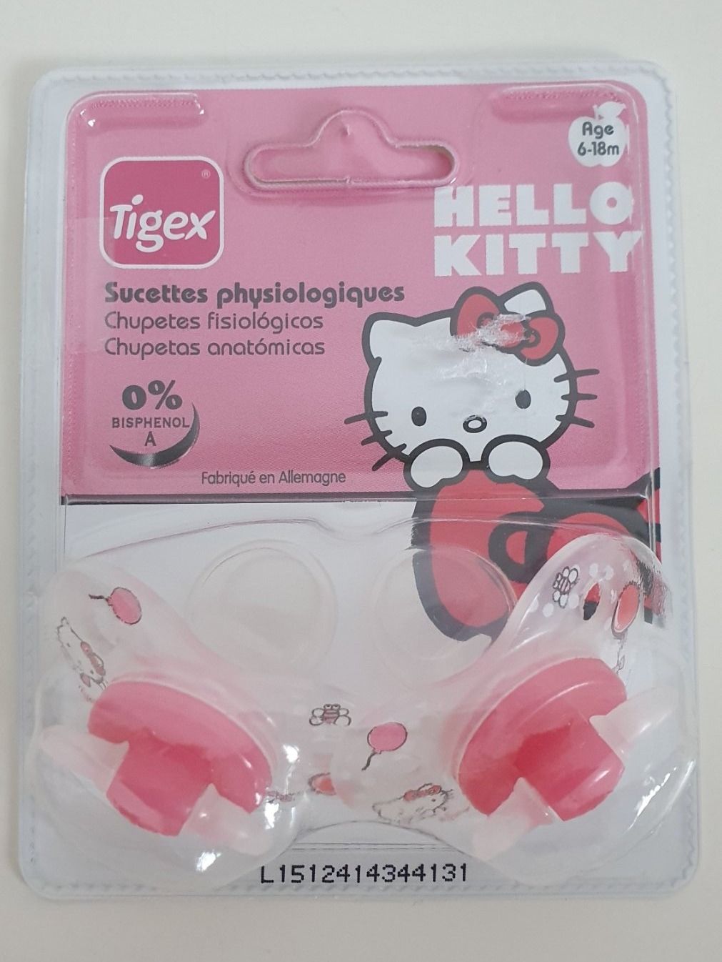 Succhiotti & catenelle porta ciuccio: 2 Sucettes Tigex Hello Kitty + boite – Nuovo e nell'imballaggio originale da St-Prex venduto da Allymcchou 1