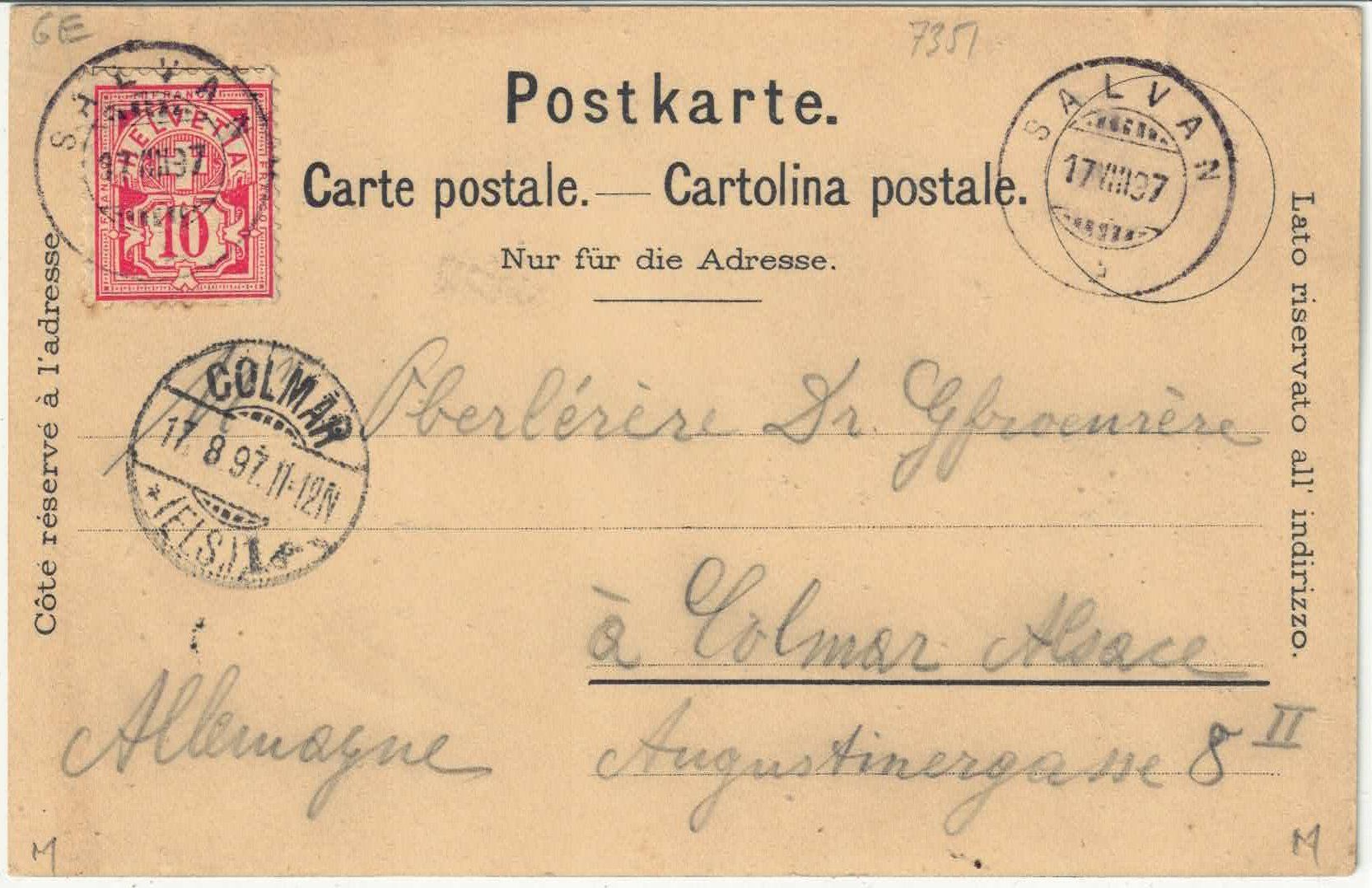 Cartoline postali: Souvenir de Salvan - Litho 1897 – Usato da Ettingen venduto da Kartenplanet 1