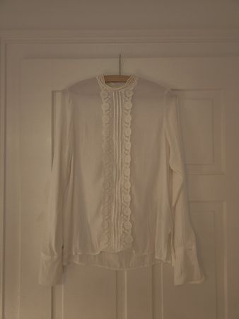 Damen Bluse Weiss Grösse 36 mit Spitze