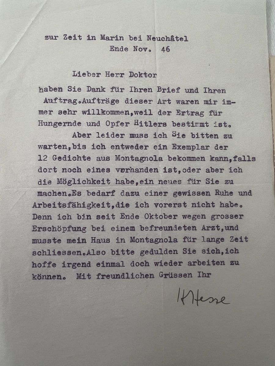 Autografi: Originalbrief von Hermann Hesse signiert – Usato da Rüschlikon venduto da sweet_76 1