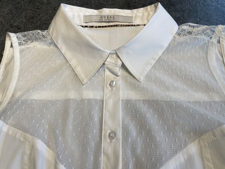 Guess Los Angeles Bluse Gr. S / 36 weiss Spitze