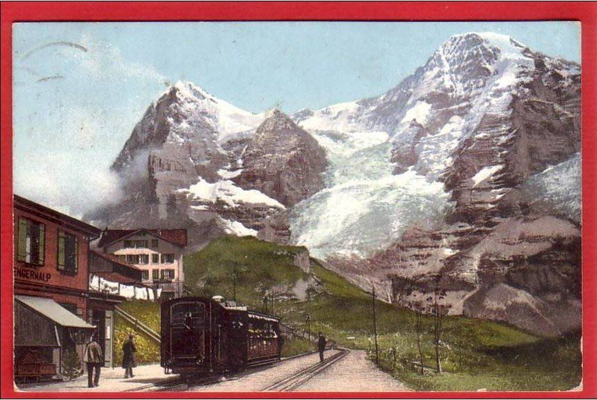 Cartoline postali: STATION WENGERNALP 1910 – Usato da Grüningen venduto da Kartenlaube