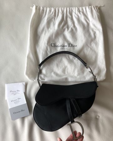 Christian Dior saddle bag / selle en toile noir mat vintage
