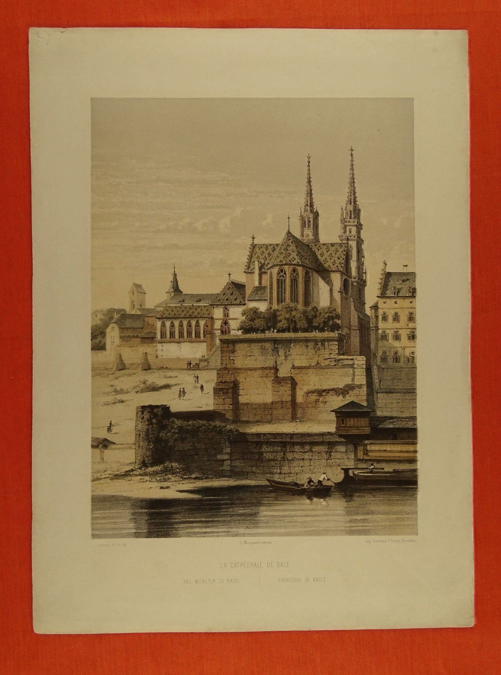 Grafica & Litografie: DAS MÜNSTER ZU BASEL, LITHOGRAPHIE 1860 – Usato da Grüningen venduto da Kartensammler 1