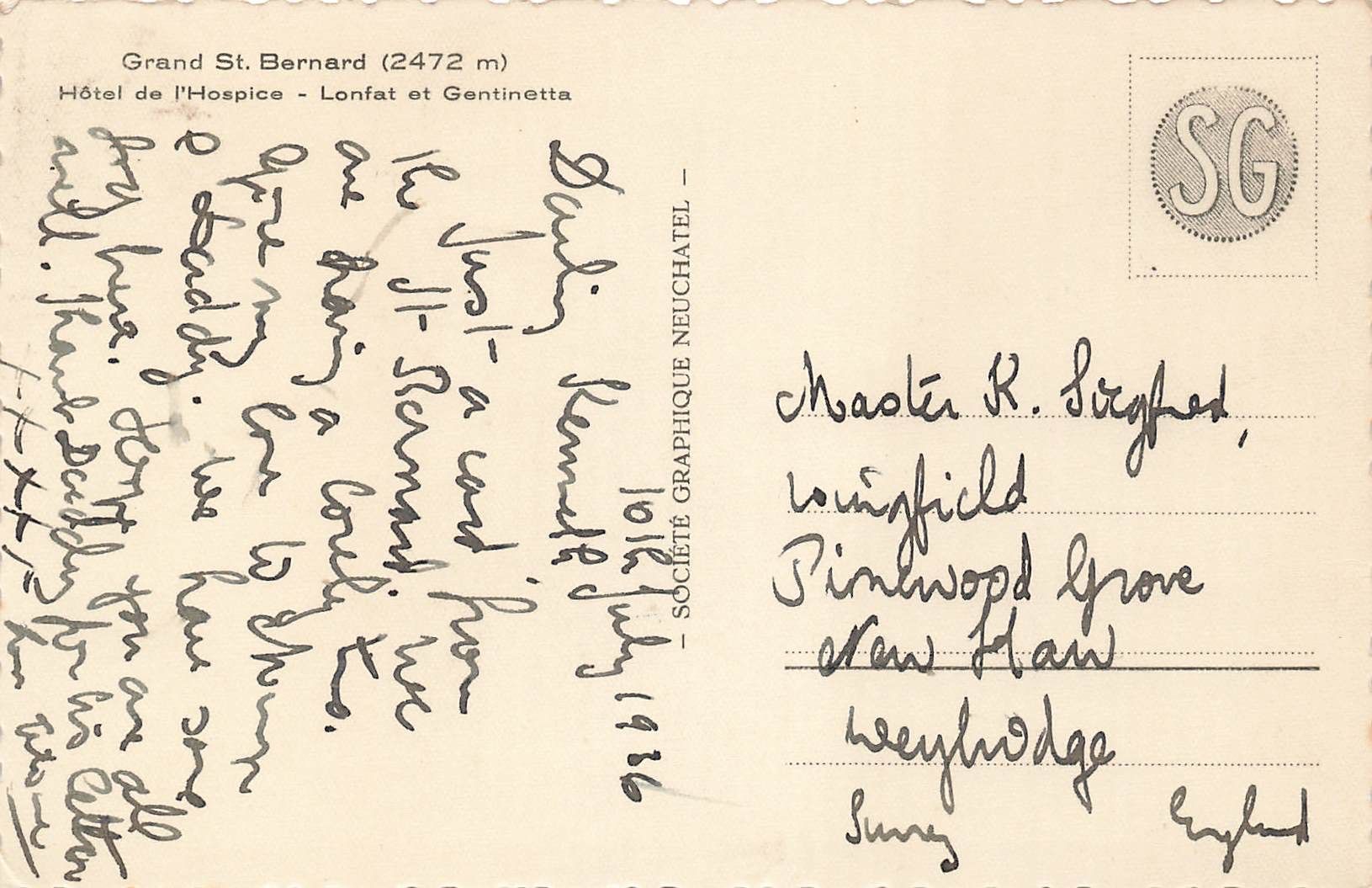 Cartoline postali: Hospiz Grand St. Bernard – Usato da Biasca venduto da Blenio71 1