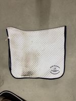 Sattelunterlage Schabracke Weiss mit navy Rand