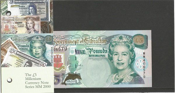 Banconote: GIBRALTAR - 5 POUND 2000 - MILLENIUM GEDENKBANKNOTE - UNZ. – Nuovo (secondo la descrizione) da Tobel venduto da fuertinero