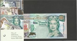 GIBRALTAR - 5 POUND 2000 - MILLENIUM GEDENKBANKNOTE - UNZ.