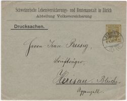 2 Rp. Tellknabe im Rahmen auf Privatganzsache von ZÜRICH