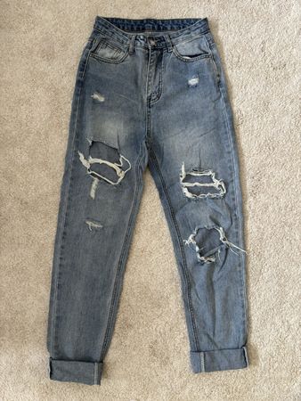 Shein Jeans mit Rissen, hellblau, Grösse S, Baumwolle