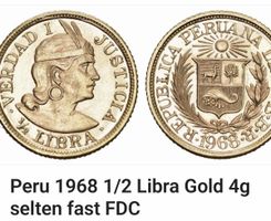 Goldmünze Peru 1/2 Libra 1968 4g 