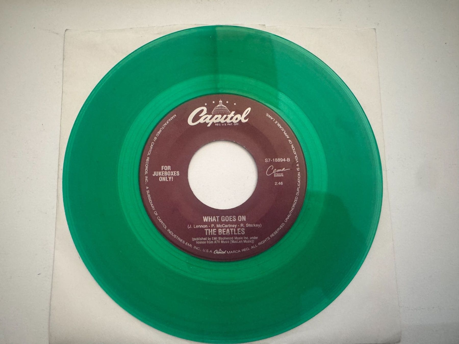 Dischi in vinile: BEATLES - Nowhere Man / What Goes On -Jukebox-Single - Green – Usato da Tegerfelden venduto da siebenmacky 1