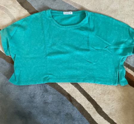 Pull coton oversize MES SŒURS ET MOI court turquoise, t. M
