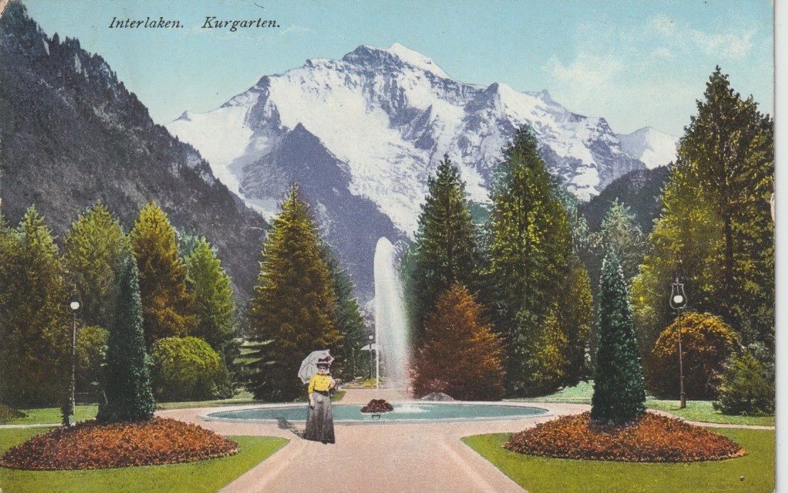 Cartoline postali: CH 199 Interlaken, Kurgarten, 1912 – Usato da Freienbach venduto da Bhaltis