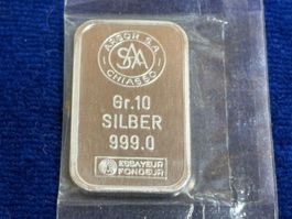 Silberbarren Argor Chiasso 10g 999.0 gebrauchter Zustand