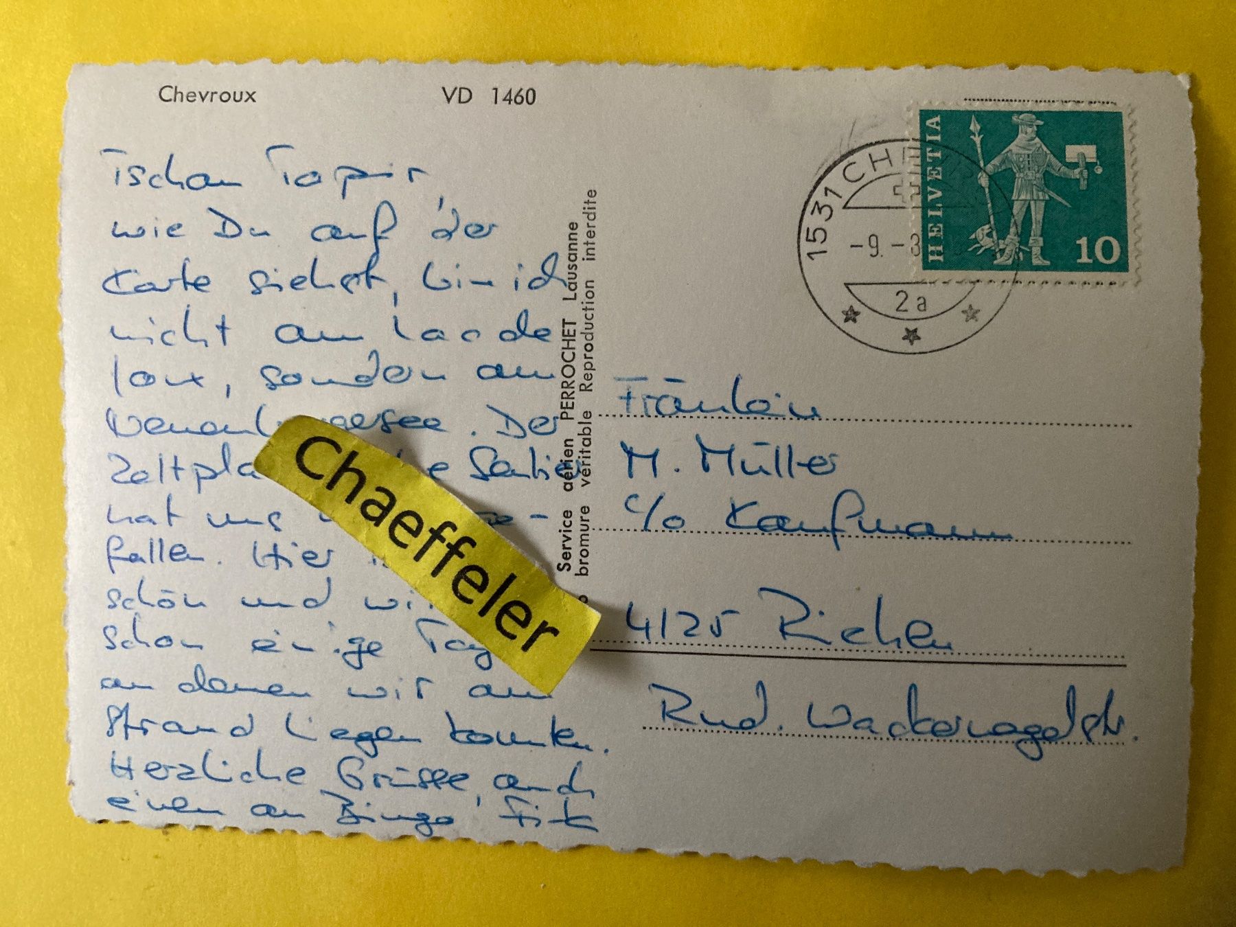 Cartes postales: Chevroux. VD. 1460 – D'occasion à Zürich par Chaeffeler 1