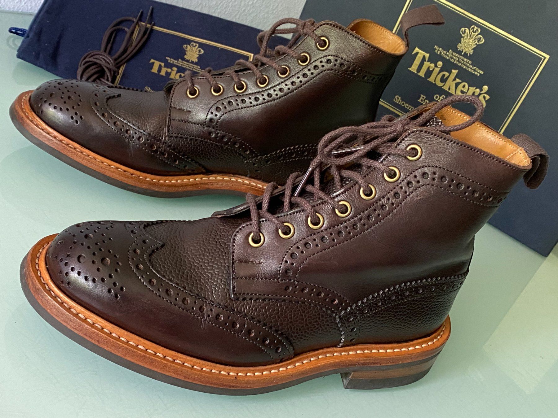 Scarpe da uomo: TRICKER'S Brogue Two Tones Braun Leder Stiefel Boots 40.5 – Usato da Kreuzlingen venduto da kruezbiz 3