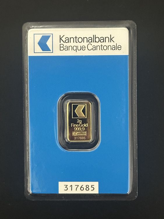 Metalli preziosi: Goldbarren 2 g Kantonal Bank – Nuovo e nell'imballaggio originale da Untersiggenthal venduto da byiggy