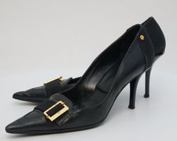 Escarpins CEBERG en cuir noir,effet texturé - made in Italy