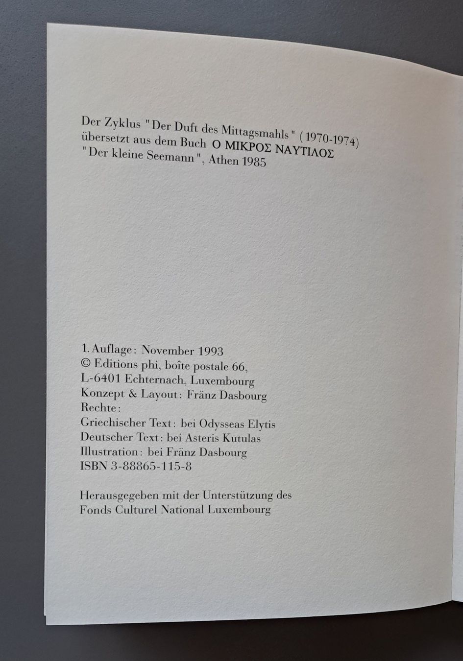 Libri: Der Duft des Mittagsmahls – Usato da Zürich venduto da ZuercherBrockenhaus 2