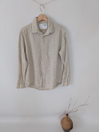 Selected Homme Hemdbluse M Beige Gestreift 🧺