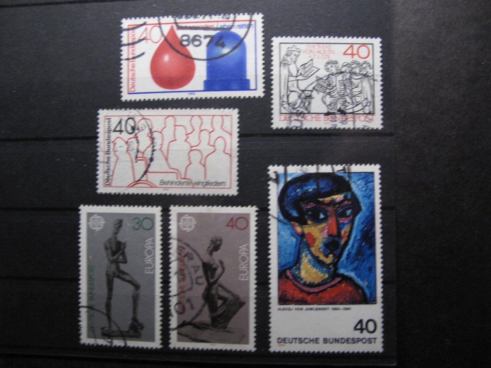 Tutti i francobolli: BRD 1974 Thomas von Aquin / Skulpturen gest. – Usato da Wil SG venduto da fva01