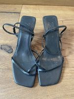 Zara Black Heeled Sandals, Size 39, Square Toe, Summer ☀️