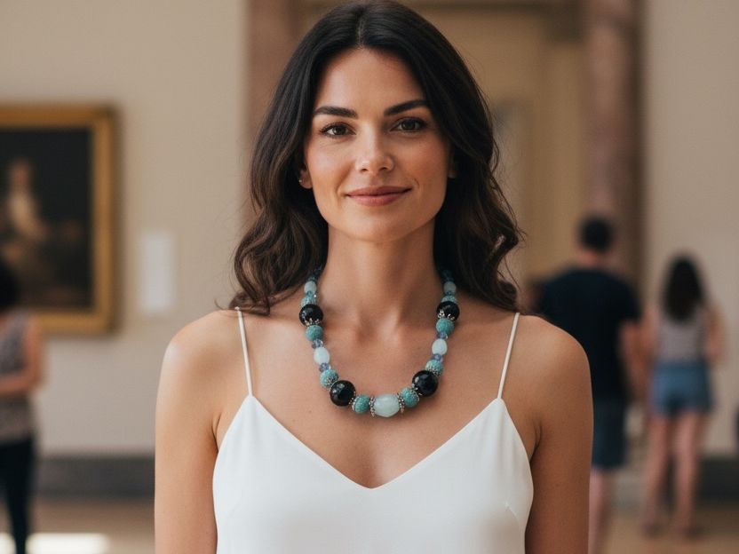 Catenine: Grosse AQUAMARIN, Koralle, Onyx Kette – Nuovo (secondo la descrizione) da Basel venduto da Chili007