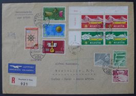 1954, tolle Frankatur NEUCHATEL, Destination SÜDAFRIKA
