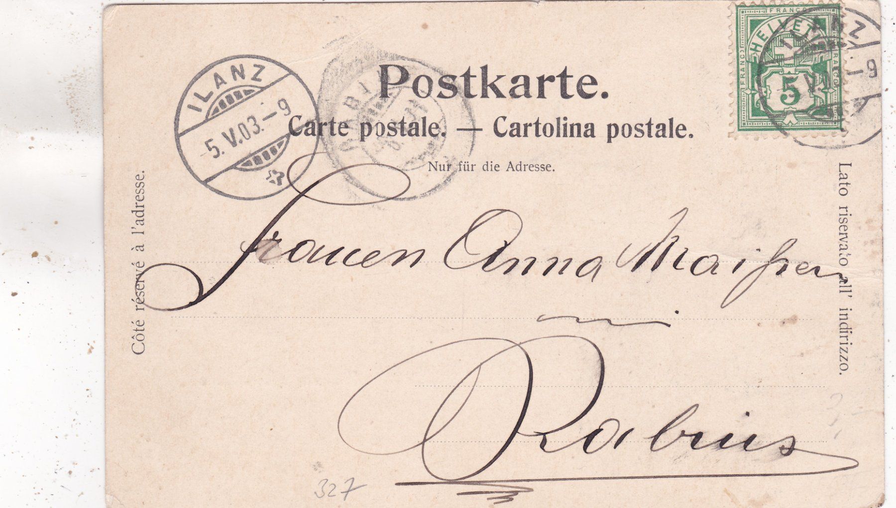 Ansichtskarten: Ilanz mit Tödikette 1903 – Gebraucht aus Herisau von Lisegrat2008 1
