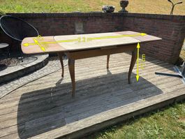 Antiker Ausziehtisch Esstisch Massivholz, 220 x 87 cm
