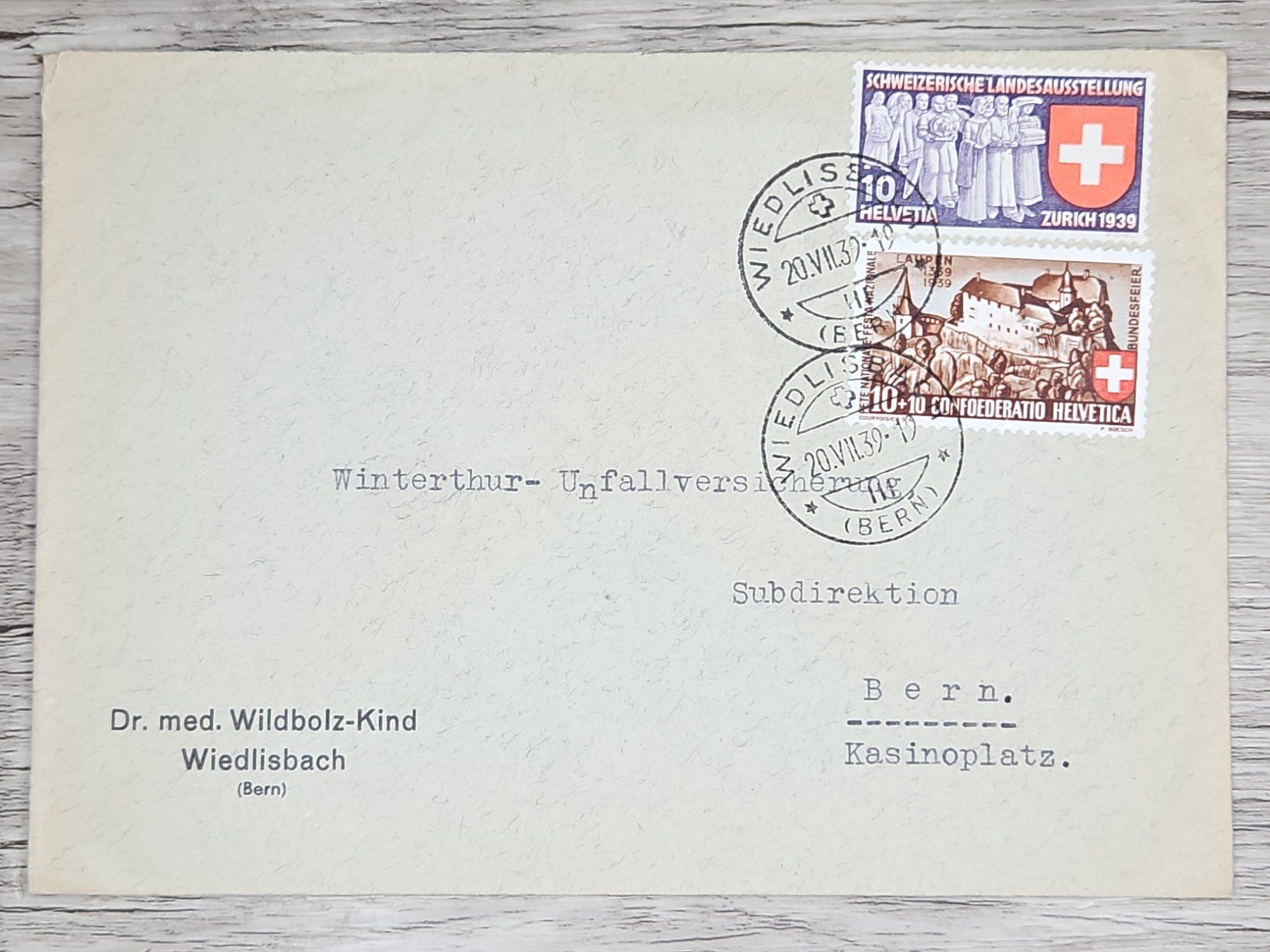 Alle Briefmarken: CL01 Enveloppe + Timbre Suisse 1939 – Gebraucht aus Cousset von Patrick_Collections