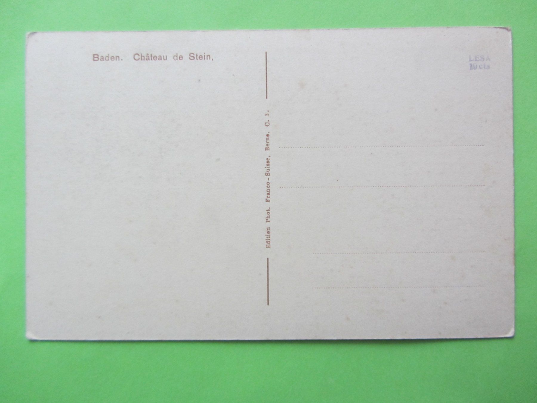 Cartoline postali: Ansichtskarte Baden Schloss Stein ca.1920 – Usato da Malters venduto da moc_z8d9 1