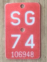 SG 74 - VELONUMMER - FAHRRADSCHILD - PLAQUE DE VELO - SG 74