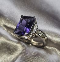 Klassischer Ring Amethystglanz, 925 versilbert, Gr. 8