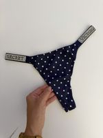 Victoria's Secret Thong Dark Blue Polka Dot Size M new