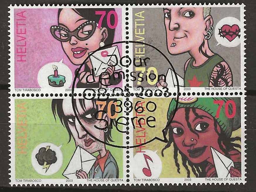 Tutti i francobolli: B1088 - Comics 2003  B4  se tenant 1er jour – Usato da Trélex venduto da Phil_Albert