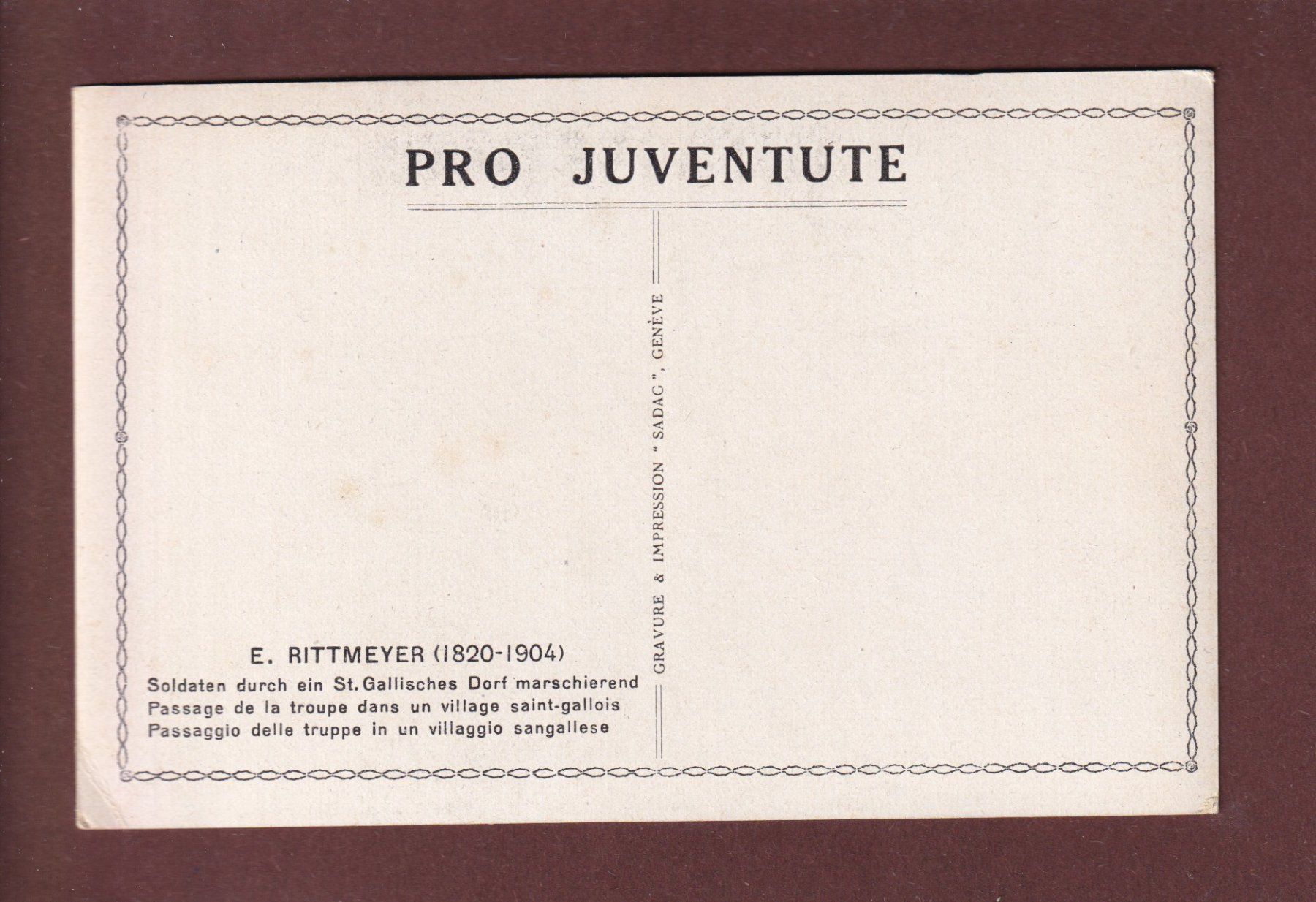 Cartoline postali: PRO JUVENTUTE - Soldats - St. Gallisches Dorf // Eckbug // – Usato da Pully venduto da nicecards 1
