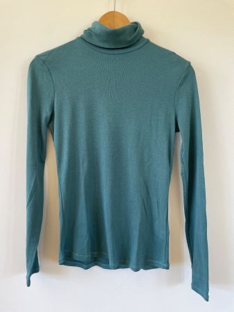 Hochwertiger Rollkragen-Pullover Hessnatur, Petrol, Gr 38