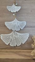 Drei Ginkoblätter mit Glocken weiss Shabby Chic Deko