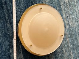 Goldene Deckenleuchte, Glas und Messing, Durchmesser 30 cm