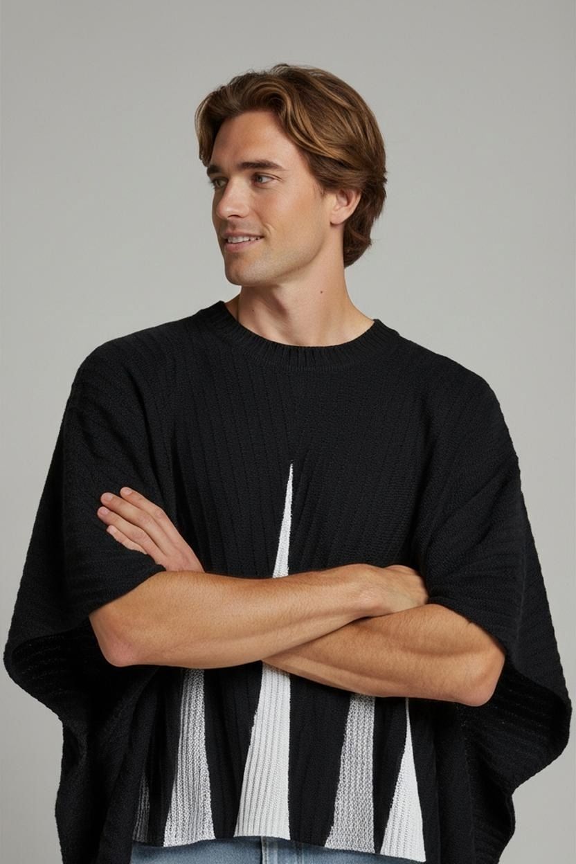 Carlo Colucci Maglioni & Felpe: Carlo Colucci Schwarzer Strickpullover mit weißem geometrisc – Nuovo (secondo la descrizione) da Zug venduto da vinokilo