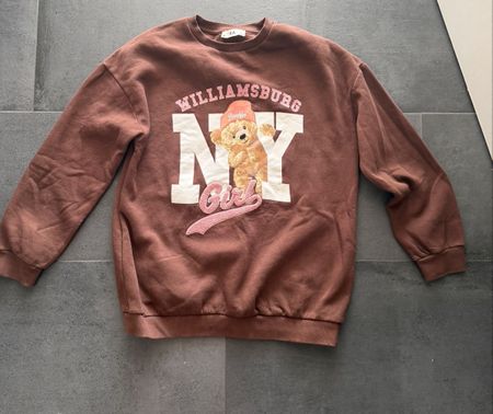 Damen Sweatshirt braun mit Motivdruck Grösse 164