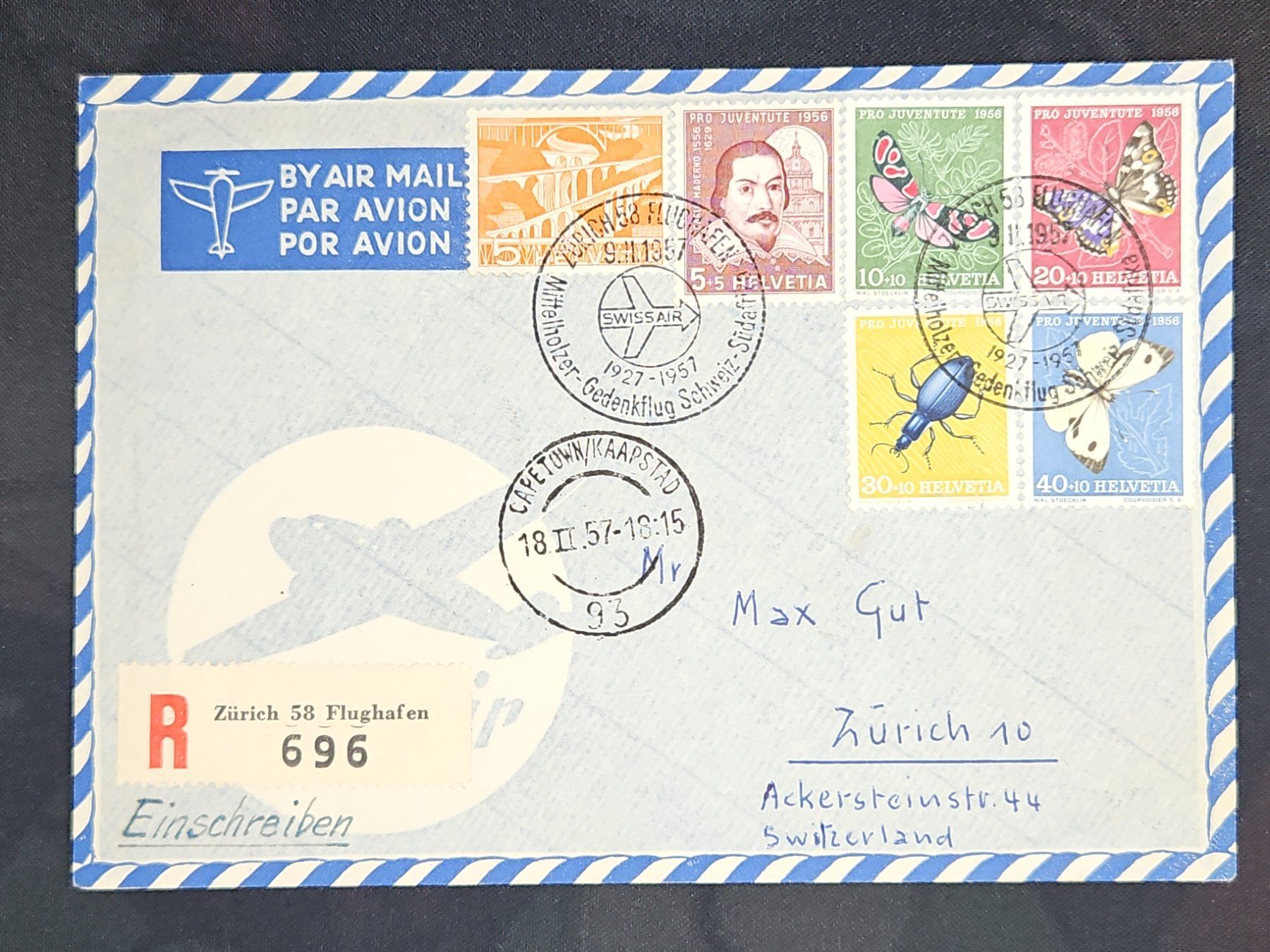 Tutti i francobolli: CL23 Enveloppe + Timbre Suisse 1957 – Usato da Cousset venduto da Patrick_Collections