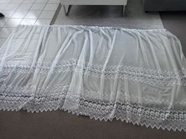 Gardine, Vorhang Weiss mit Spitze  290 x170 cm