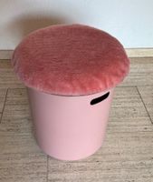 Badezimmer Kübel mit Deckel und Stoffüberzug, rosa