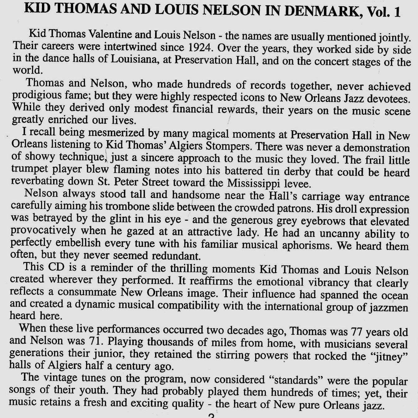 CDs: Kid Thomas & Louis Nelson LIVE DENMARK Keith Minter Jazz CD – Gebraucht aus Kandergrund von Sososo 3