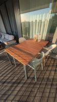Gartentisch Holz mit Metallgestell L148cm x B90cm x H75cm
